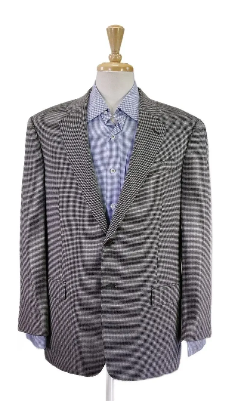 Armani Collezioni Silver Black Wool Viscose Knit Woven 2Btn Sportcoat Blazer 40R